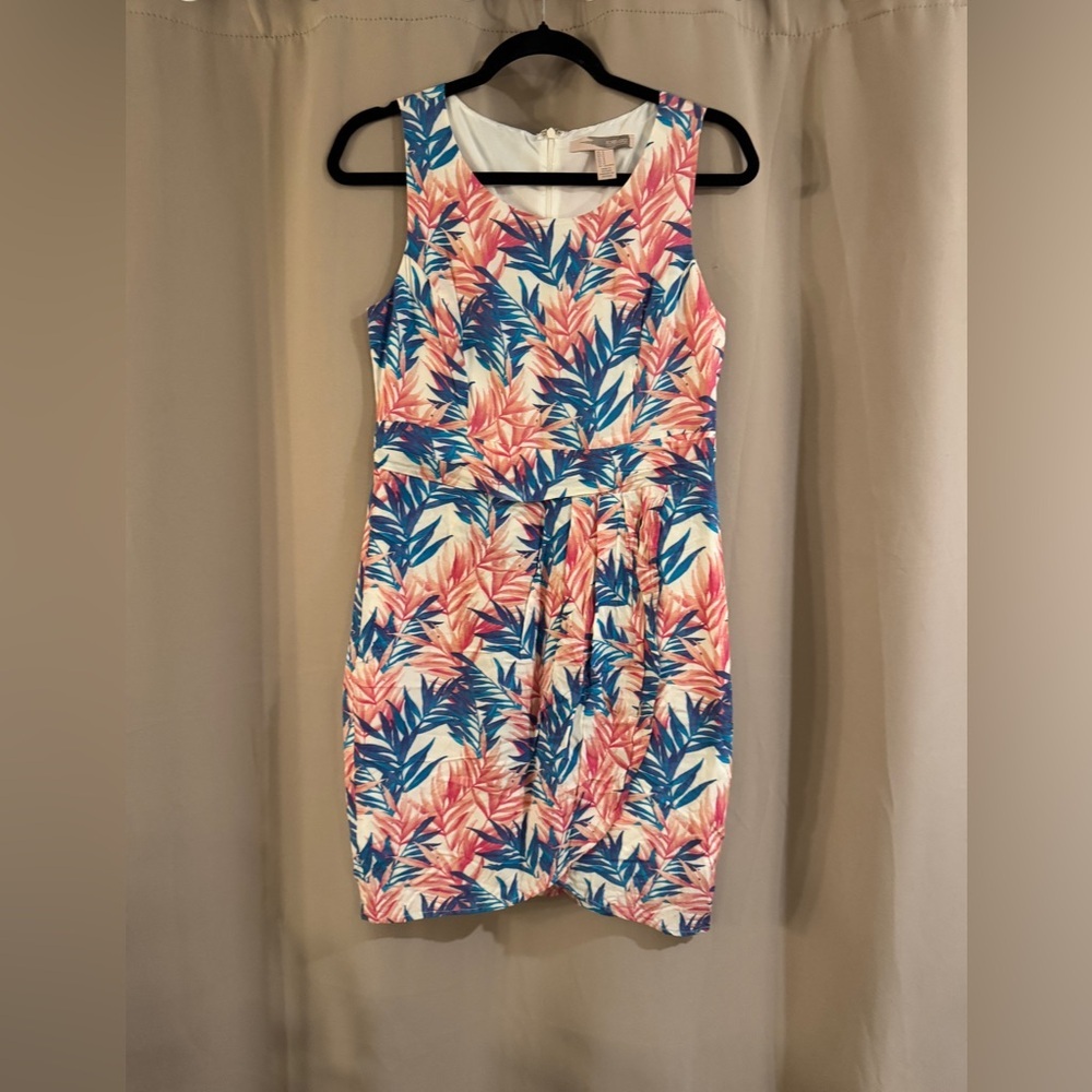 Forever 21 Pink and Blue Leaf Print Mini Dress